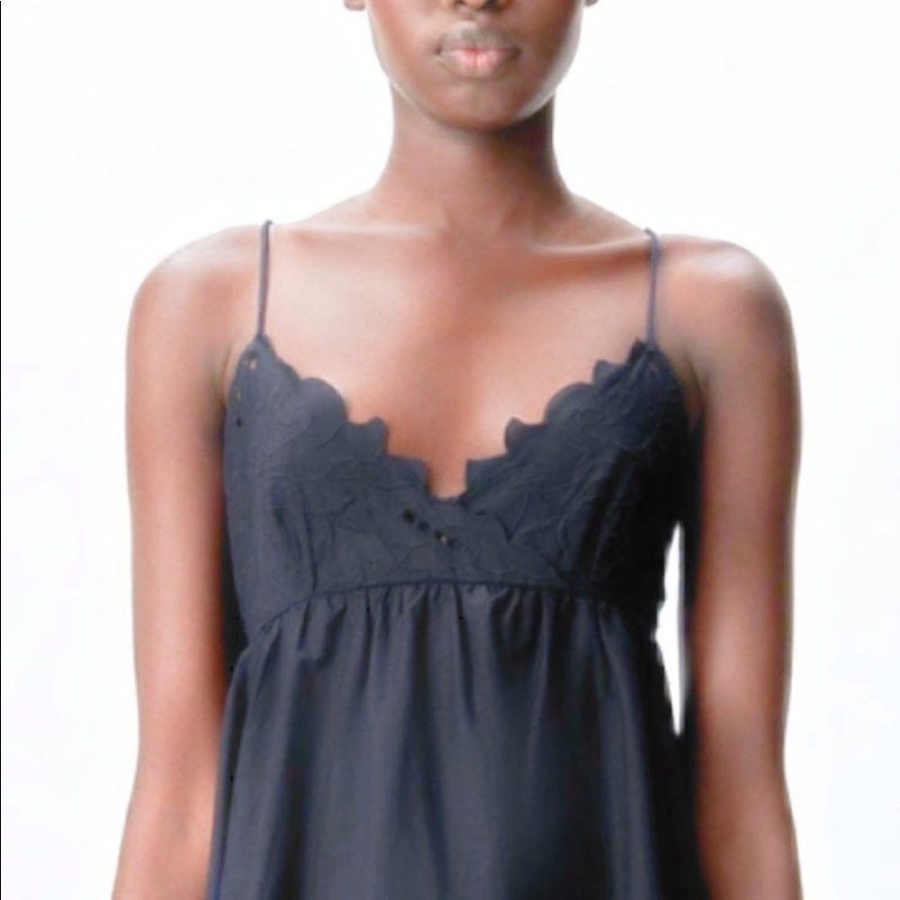 ZARA BRAND NEW Embroidered Poplin Dress With Floral Cutout Details Size L